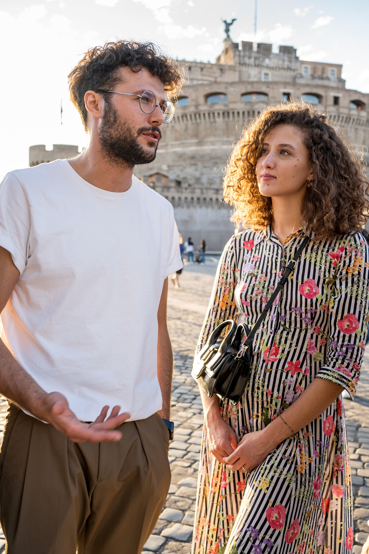 Guide and guest near Castel Sant'Angelo